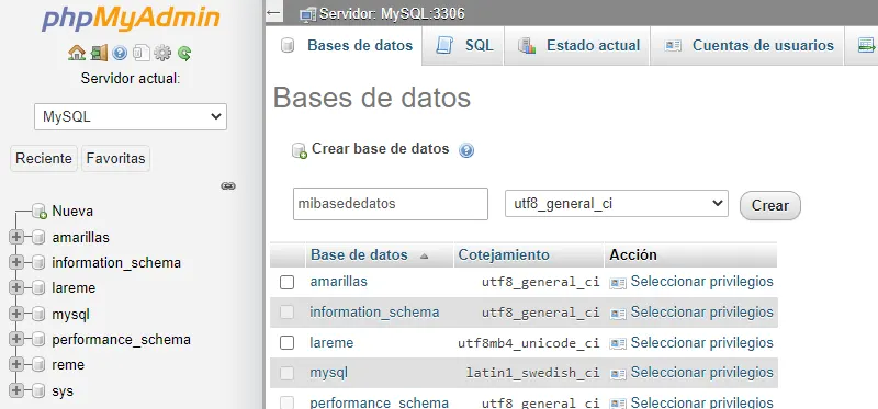 Bases de datos Wordpress localhost