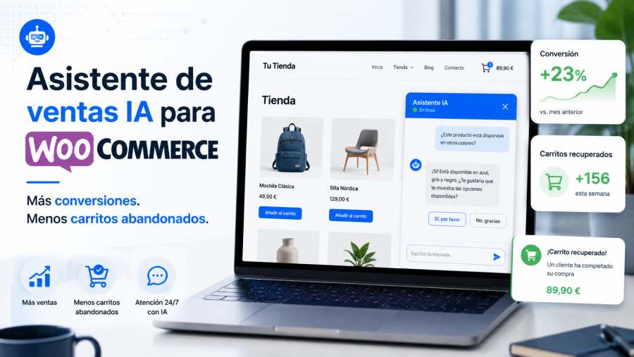 Asistente de ventas IA para WooCommerce: cómo vender más sin aumentar tráfico